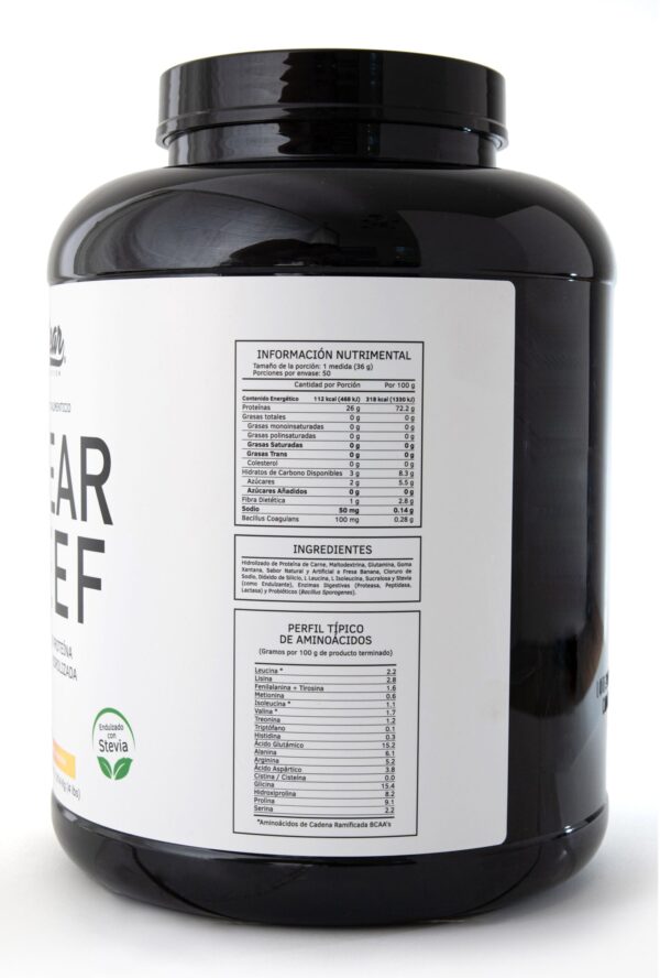 Clear Beef Proteina de Carne Hidrolizada 4 lbs - Fresa Banana - Image 3