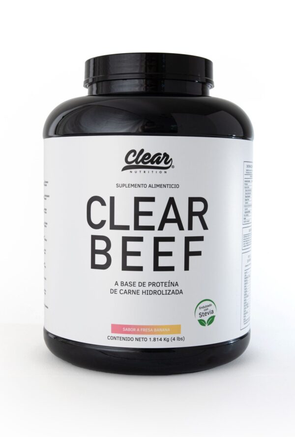 Clear Beef Proteina de Carne Hidrolizada 4 lbs - Fresa Banana - Image 2
